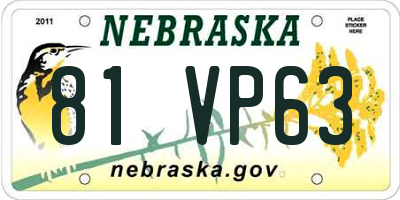 NE license plate 81VP63
