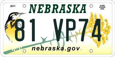 NE license plate 81VP74