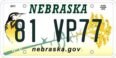 NE license plate 81VP77