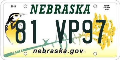 NE license plate 81VP97