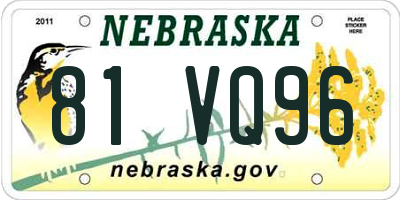 NE license plate 81VQ96