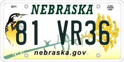 NE license plate 81VR36
