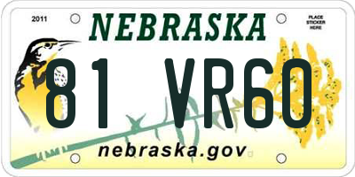 NE license plate 81VR60