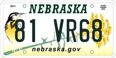NE license plate 81VR68