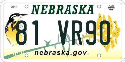NE license plate 81VR90