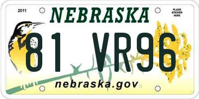 NE license plate 81VR96