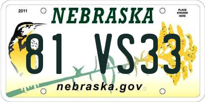 NE license plate 81VS33