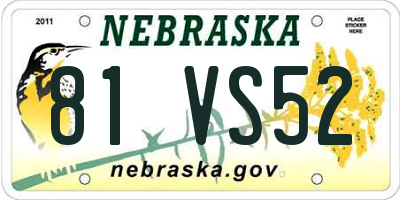 NE license plate 81VS52