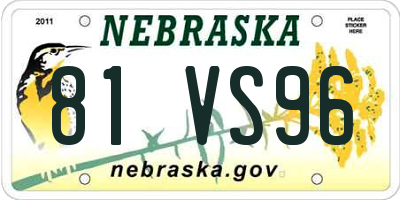 NE license plate 81VS96
