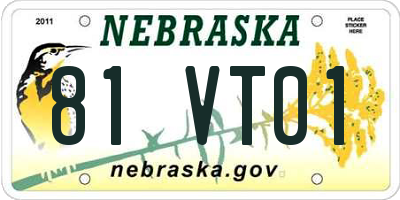 NE license plate 81VT01