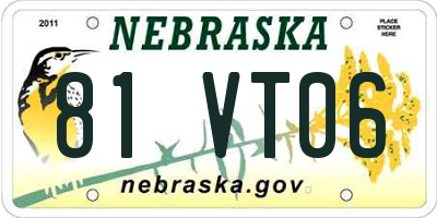 NE license plate 81VT06