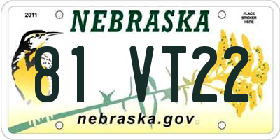 NE license plate 81VT22
