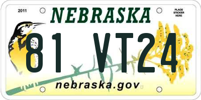 NE license plate 81VT24