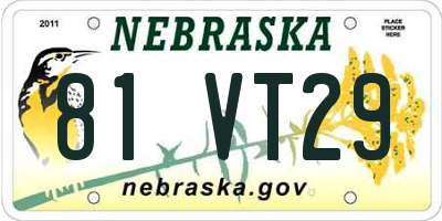 NE license plate 81VT29