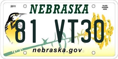 NE license plate 81VT30