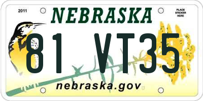 NE license plate 81VT35