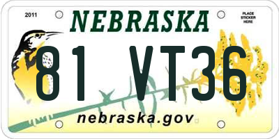 NE license plate 81VT36