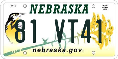 NE license plate 81VT41