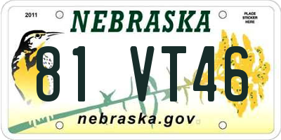 NE license plate 81VT46