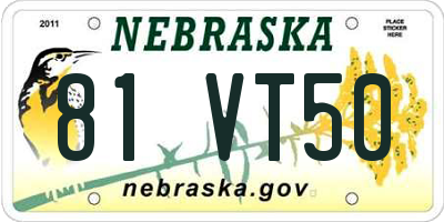 NE license plate 81VT50