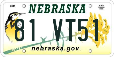 NE license plate 81VT51
