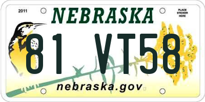 NE license plate 81VT58