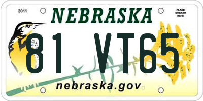 NE license plate 81VT65
