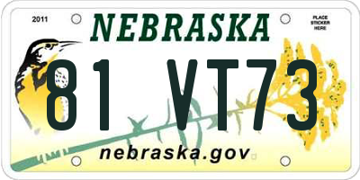 NE license plate 81VT73