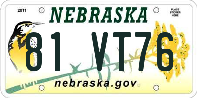 NE license plate 81VT76