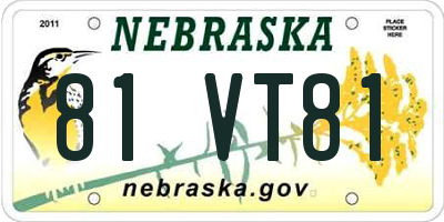 NE license plate 81VT81