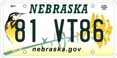 NE license plate 81VT86