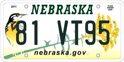 NE license plate 81VT95