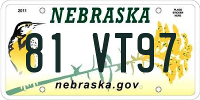 NE license plate 81VT97