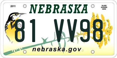 NE license plate 81VV98