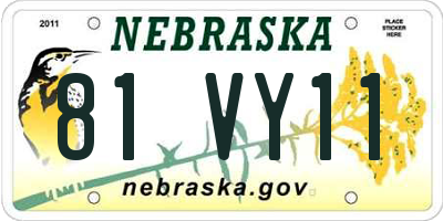 NE license plate 81VY11