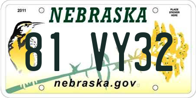NE license plate 81VY32
