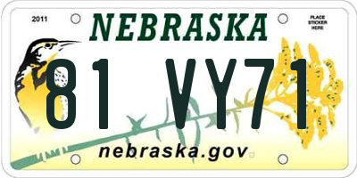 NE license plate 81VY71