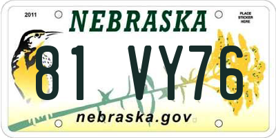 NE license plate 81VY76