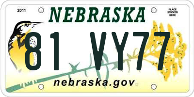 NE license plate 81VY77