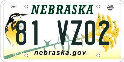 NE license plate 81VZ02