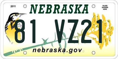 NE license plate 81VZ21