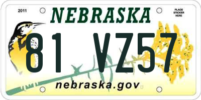 NE license plate 81VZ57