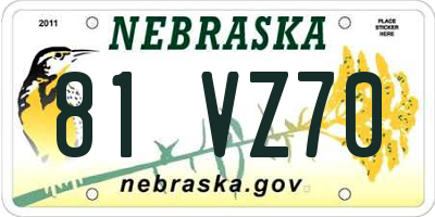 NE license plate 81VZ70
