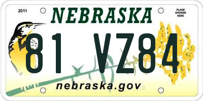 NE license plate 81VZ84