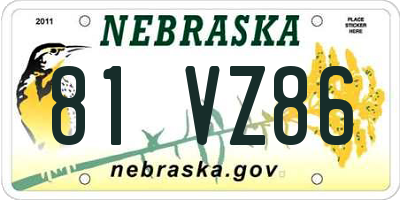 NE license plate 81VZ86