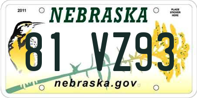 NE license plate 81VZ93