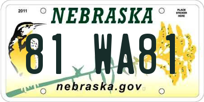NE license plate 81WA81
