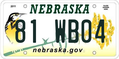 NE license plate 81WB04