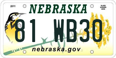 NE license plate 81WB30