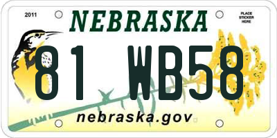 NE license plate 81WB58